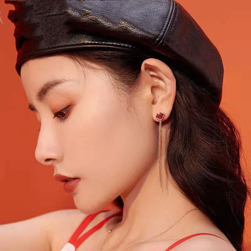 Ethereal Scarlet Dangling Earrings - Image 2