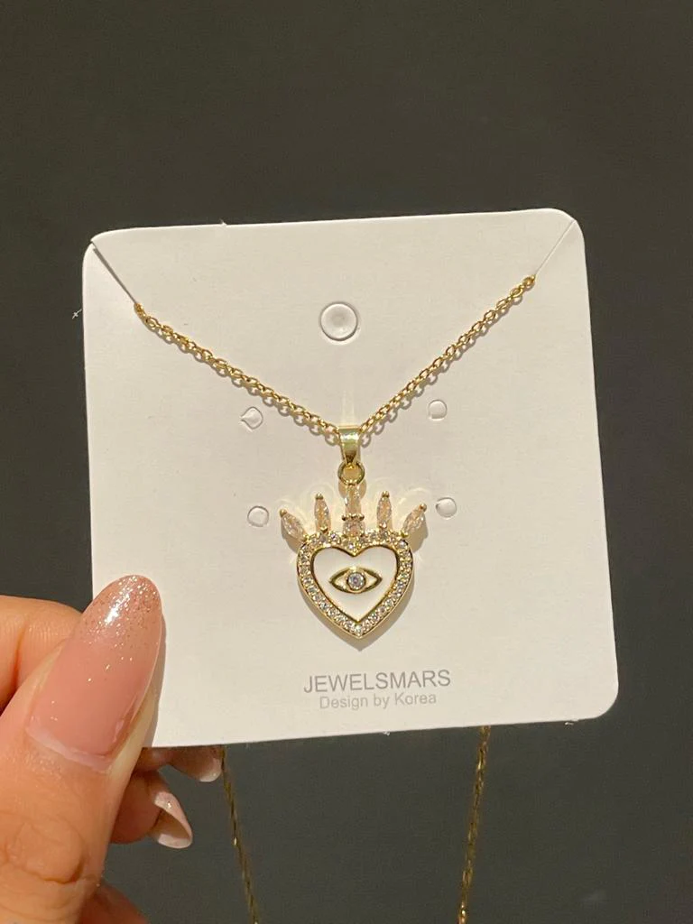 Evil Eye Heart Necklace - white - Image 2