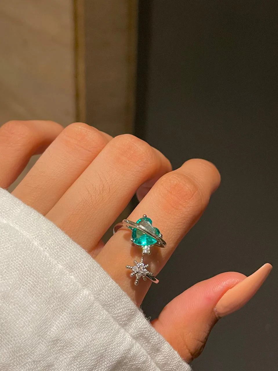 Fairy Core Heart Ring- green - Image 3