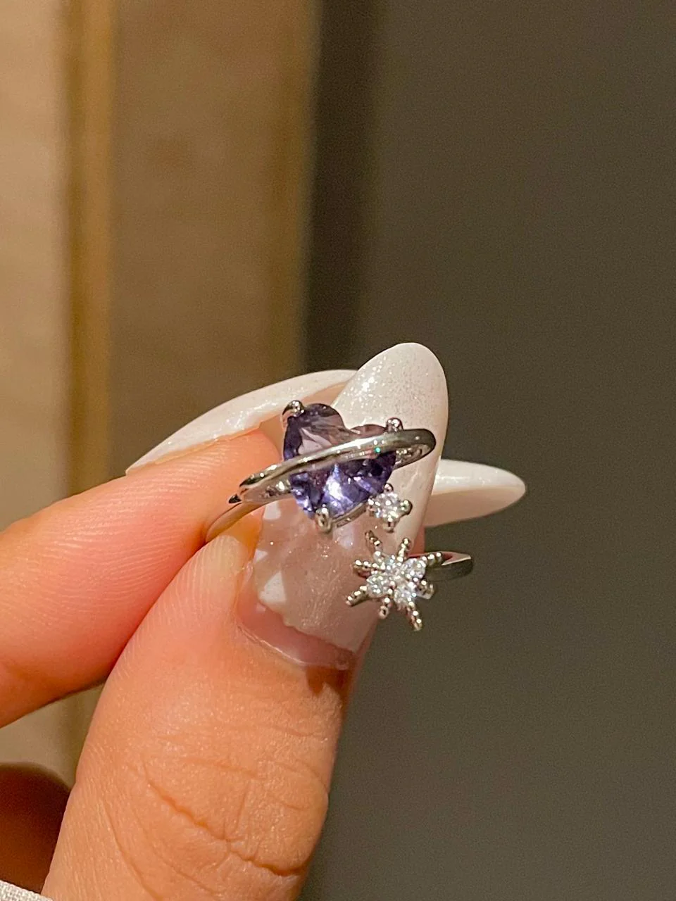 Fairy core Heart Ring- purple