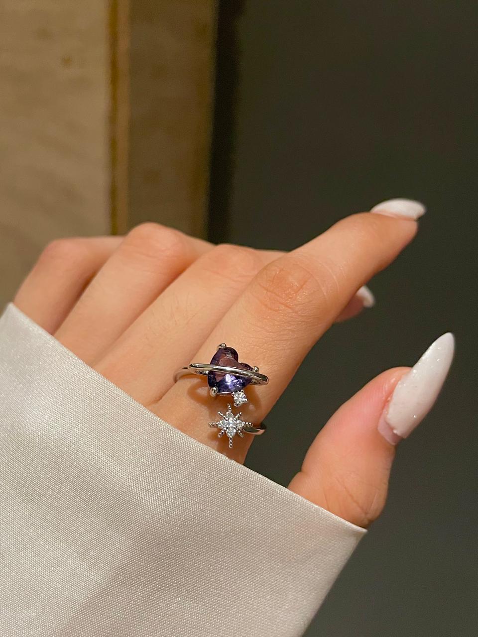 Fairy core Heart Ring- purple - Image 2