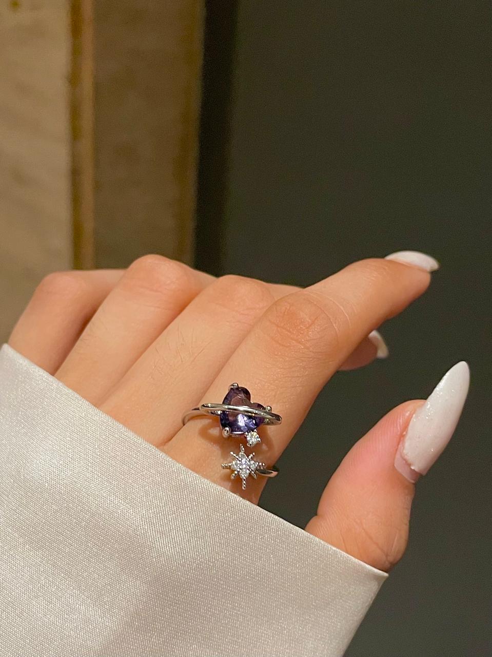 Fairy core Heart Ring- purple - Image 3