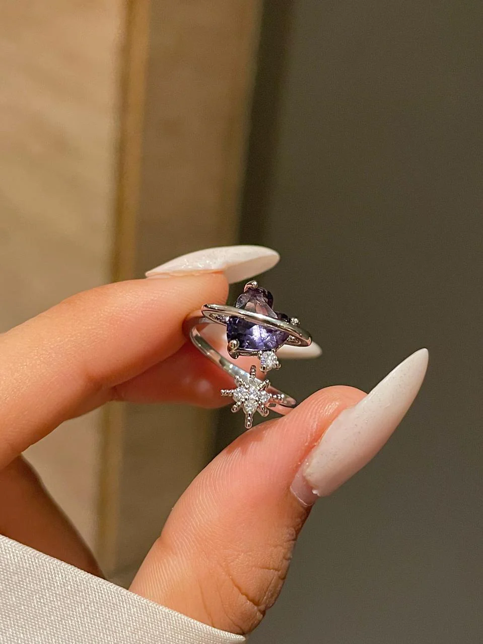 Fairy core Heart Ring- purple - Image 4