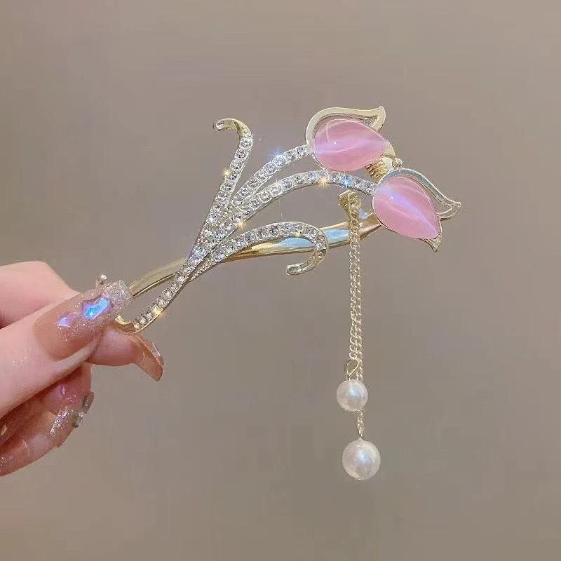 Feminine Energy Floral Hair Claw- pink - Image 2