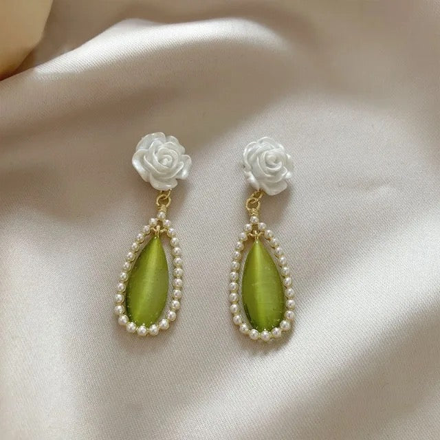 Floral Fantasy Earrings- green - Image 3