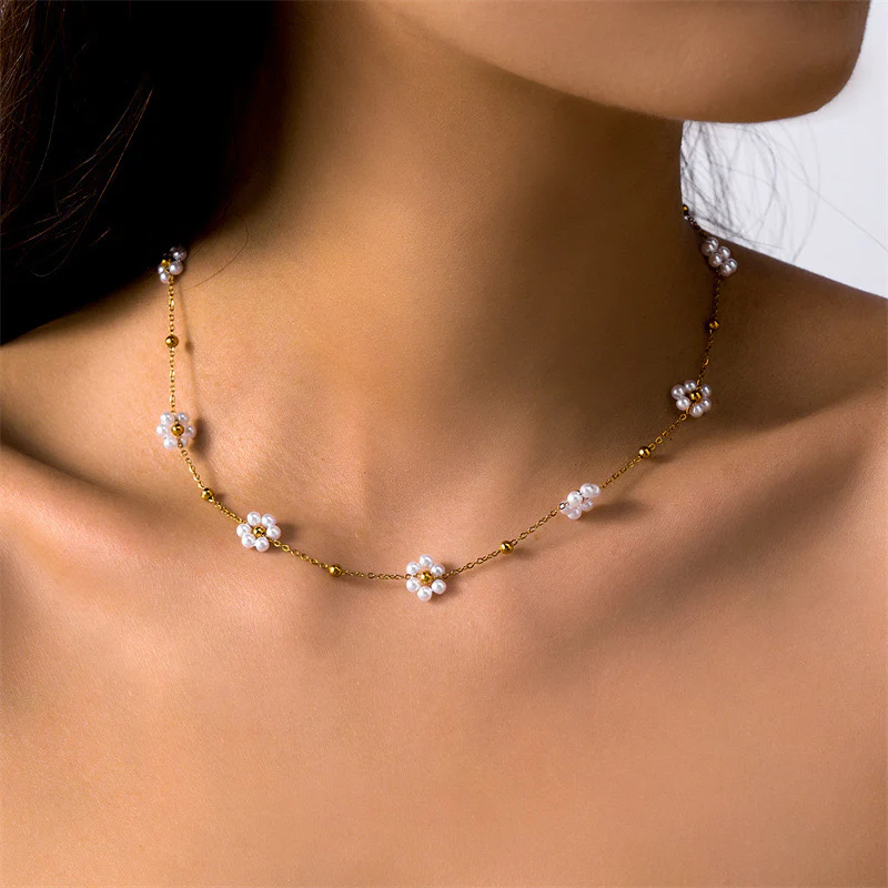 Floral Serenity Pearl Necklace - Image 2