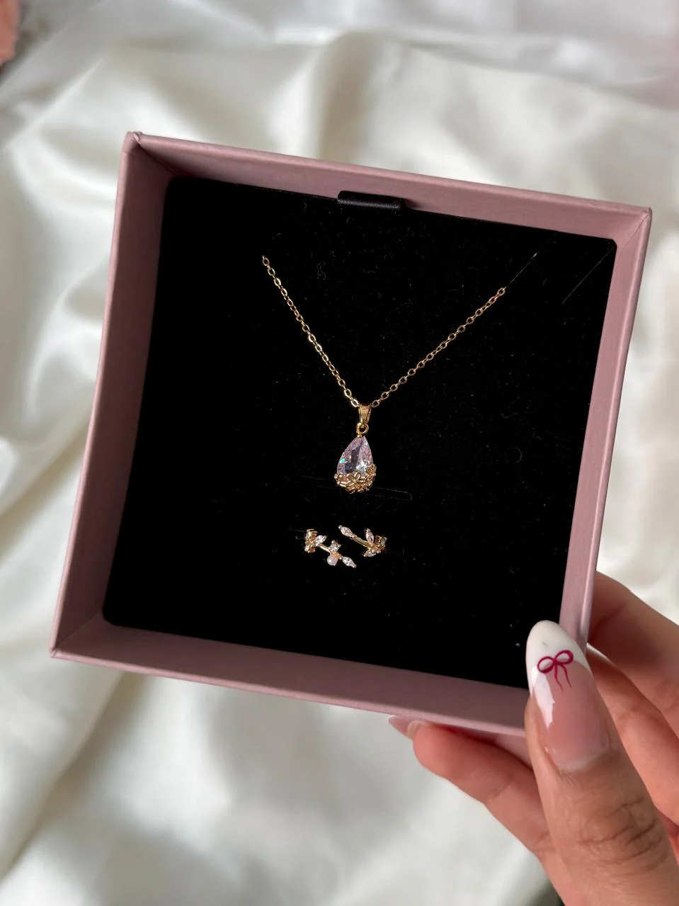 Floral Solitaire Necklace + Ring Gift Box - Image 3