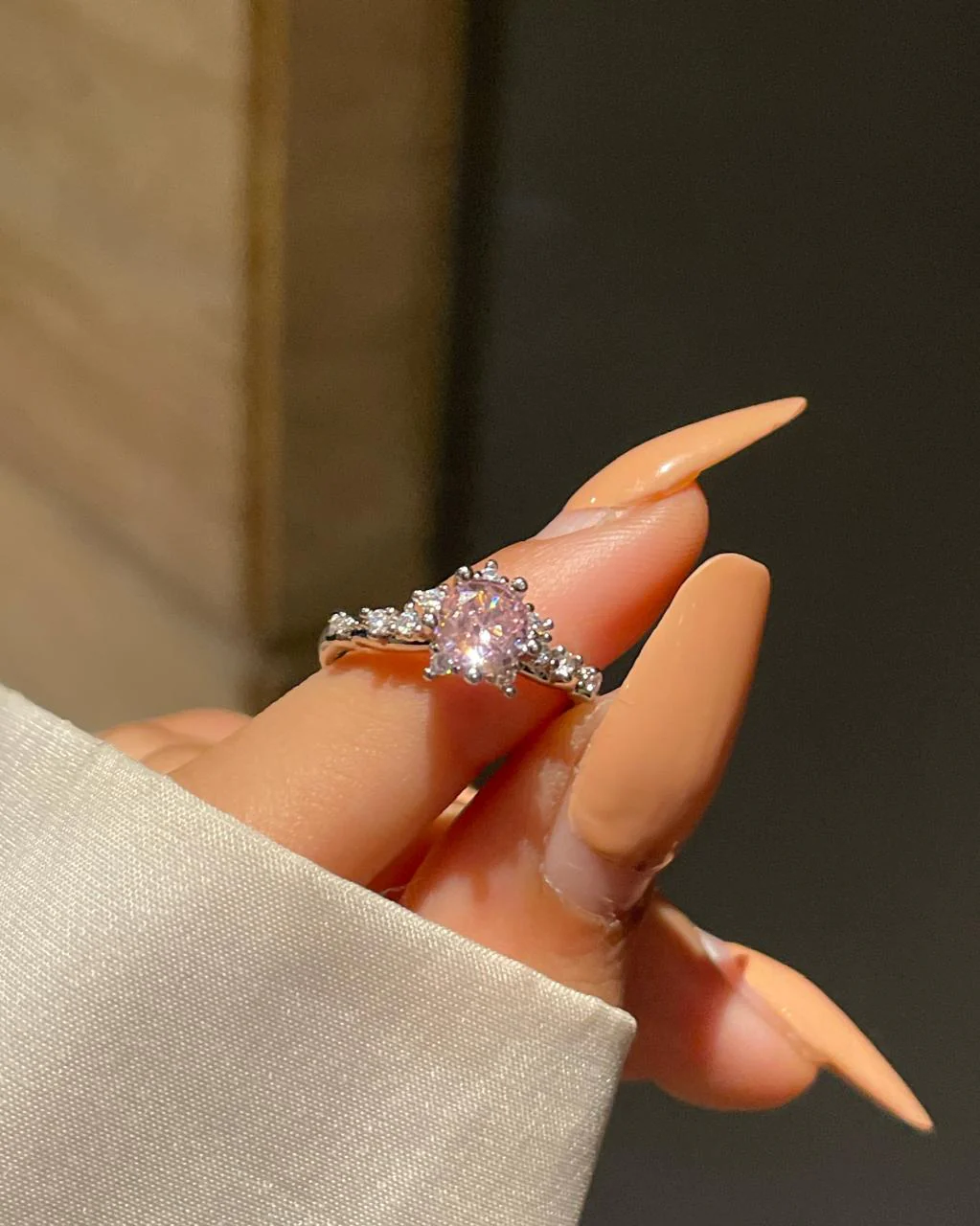 Florence Solitaire Ring- pink - Image 2