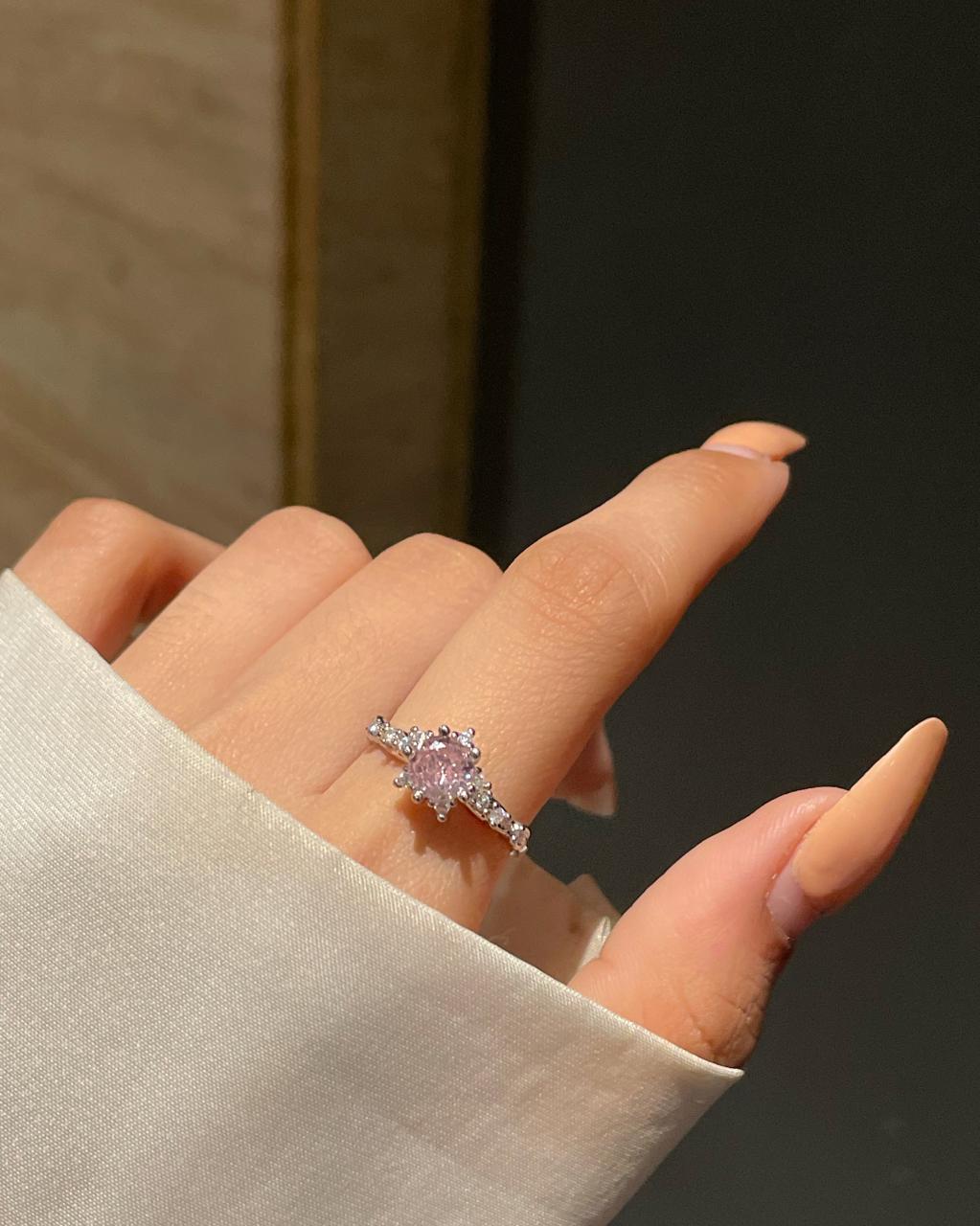 Florence Solitaire Ring- pink - Image 3