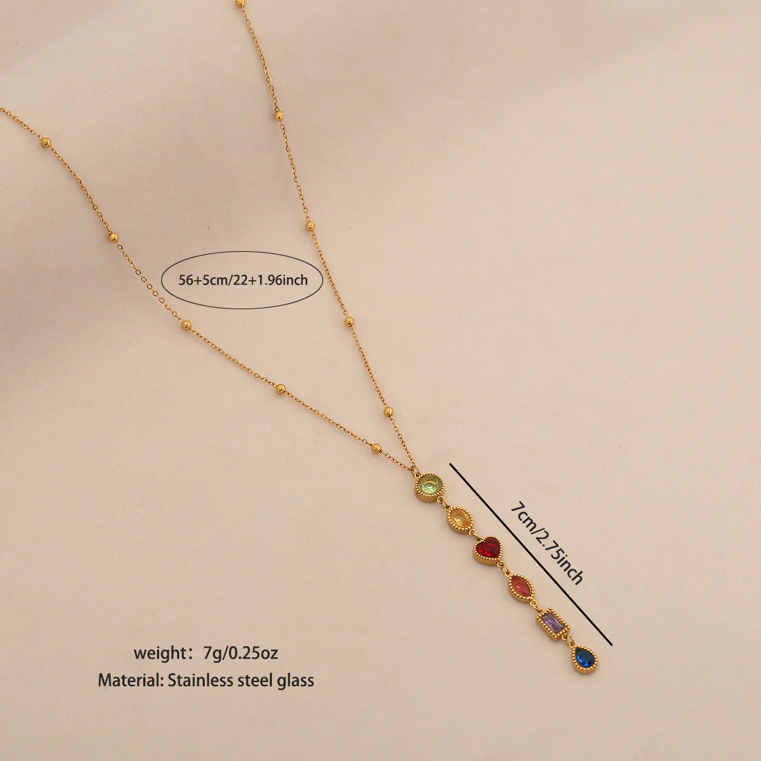 Florentia Multicoloured Y-Necklace - Image 2