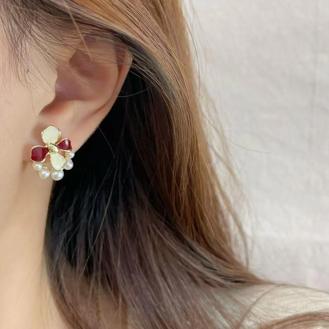 Flower Fantasy Earrings- red - Image 2