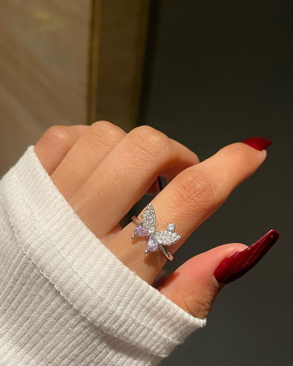 Flutter Butterfly Ring- purple - Image 2