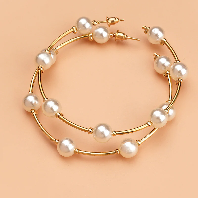 French Pearl Hoop Earrings