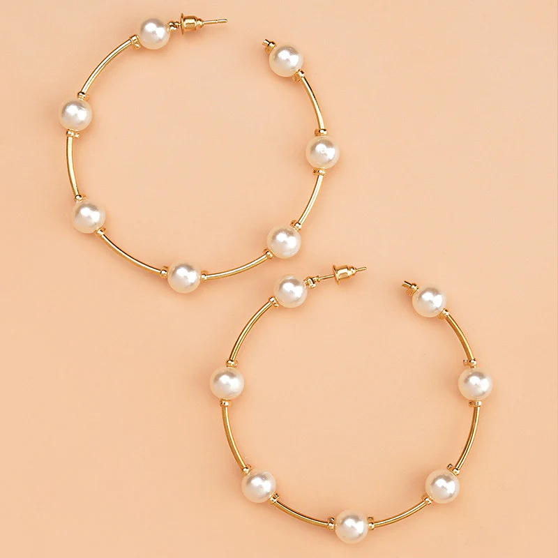 French Pearl Hoop Earrings - Image 3