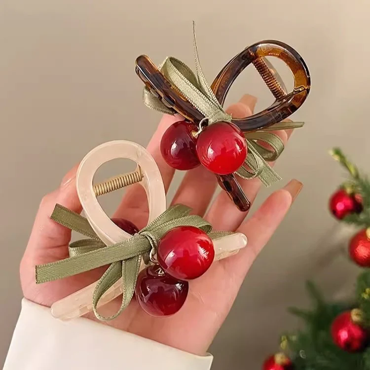 French Summer Cherry Claw Clip