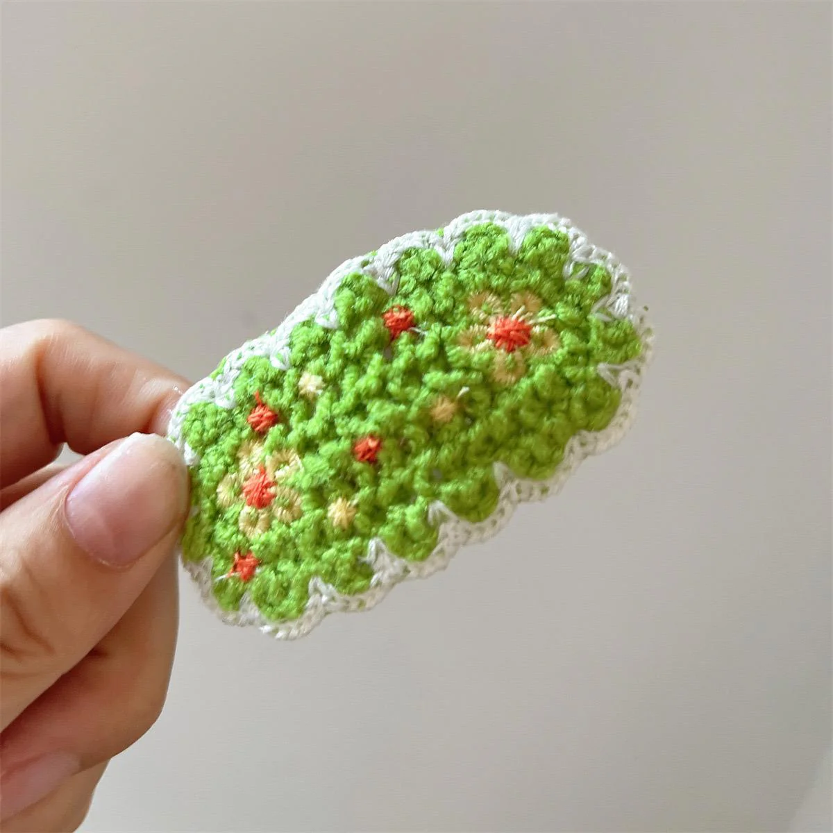 Garden of Greens Crochet Hair Clip - Image 2