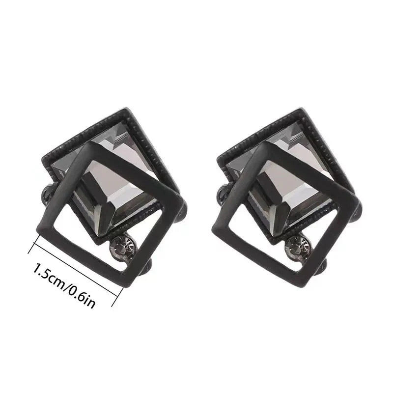 Geometric Black Crystal Earrings - Image 3