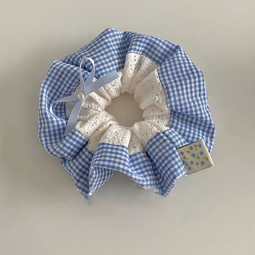 Ghingham Sky Blue Scrunchie - Image 2