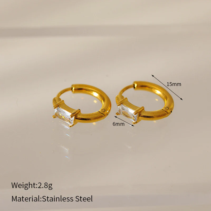 Gigi Rhinestone Gold Hoops - Image 2