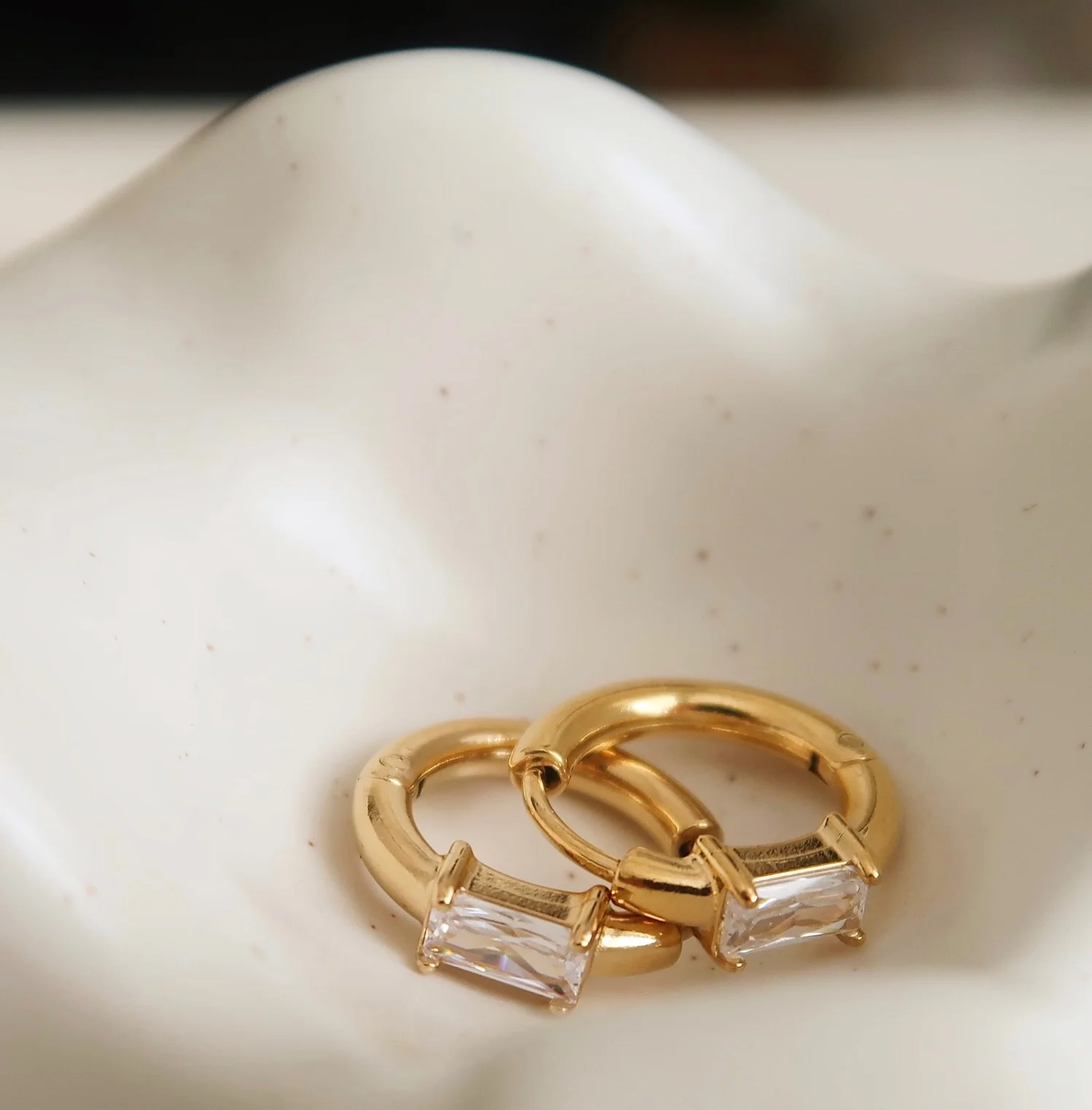 Gigi Rhinestone Gold Hoops - Image 3