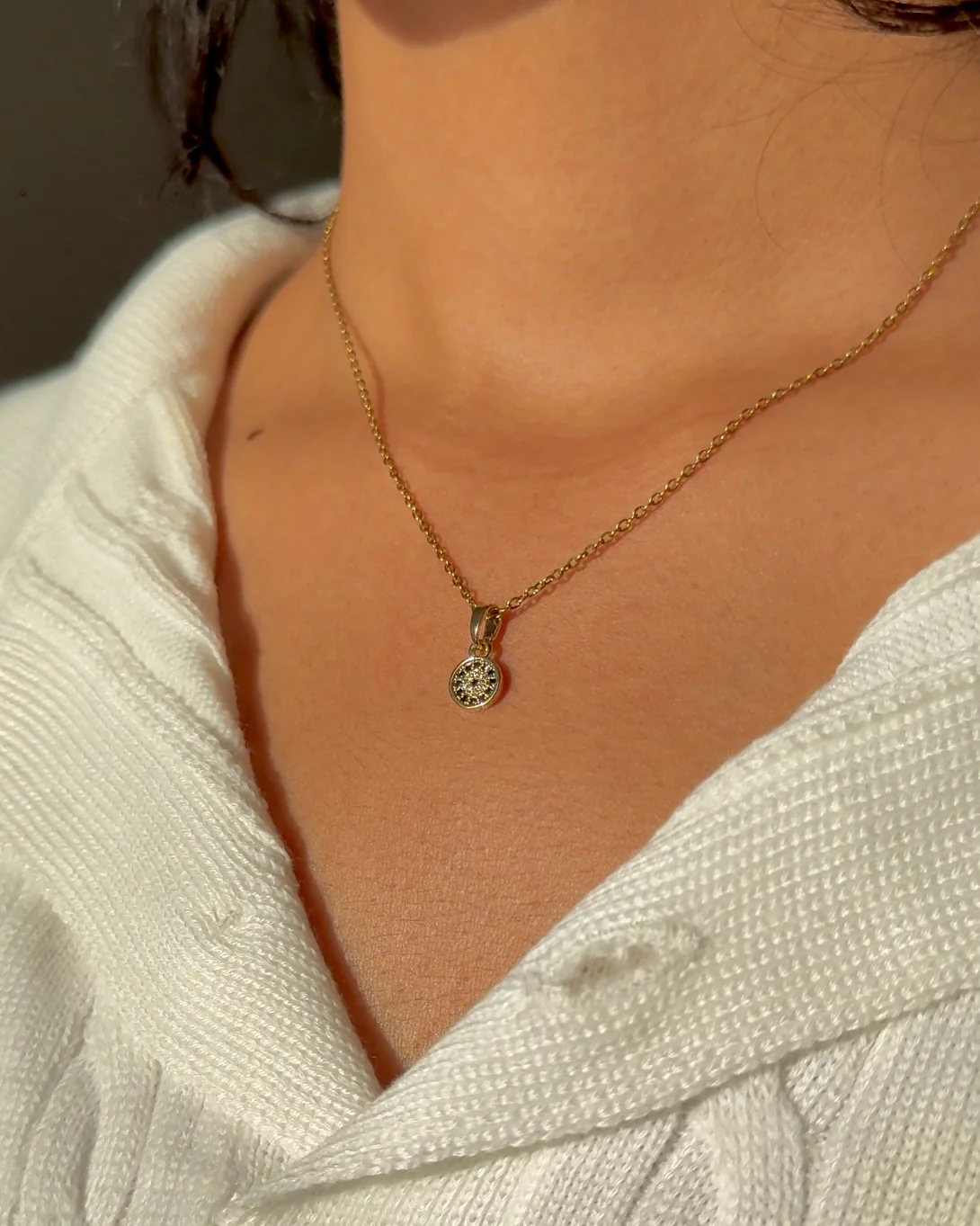 Gilded Darling Evil Eye Minimal Necklace - Image 2