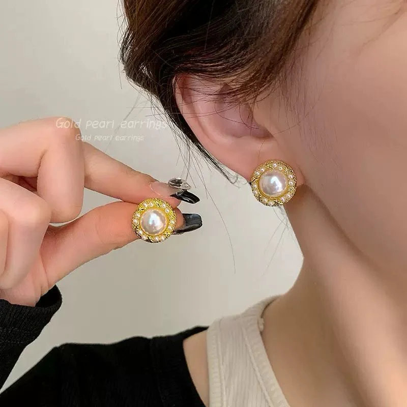 Glazed Pearl Vintage Earrings - Image 2