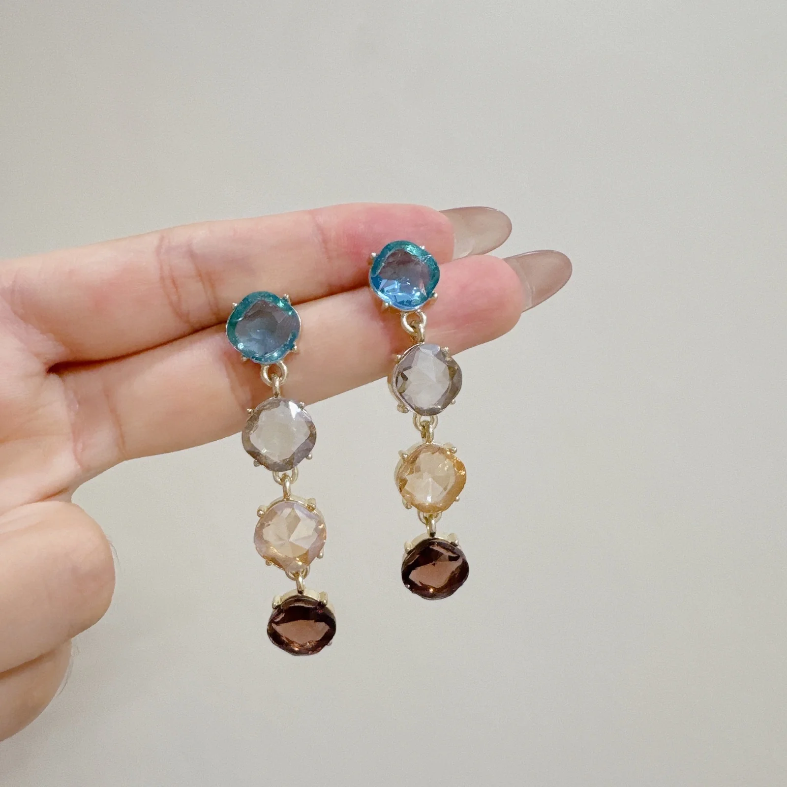 Glitzy Multicoloured Drop Earrings - Image 2