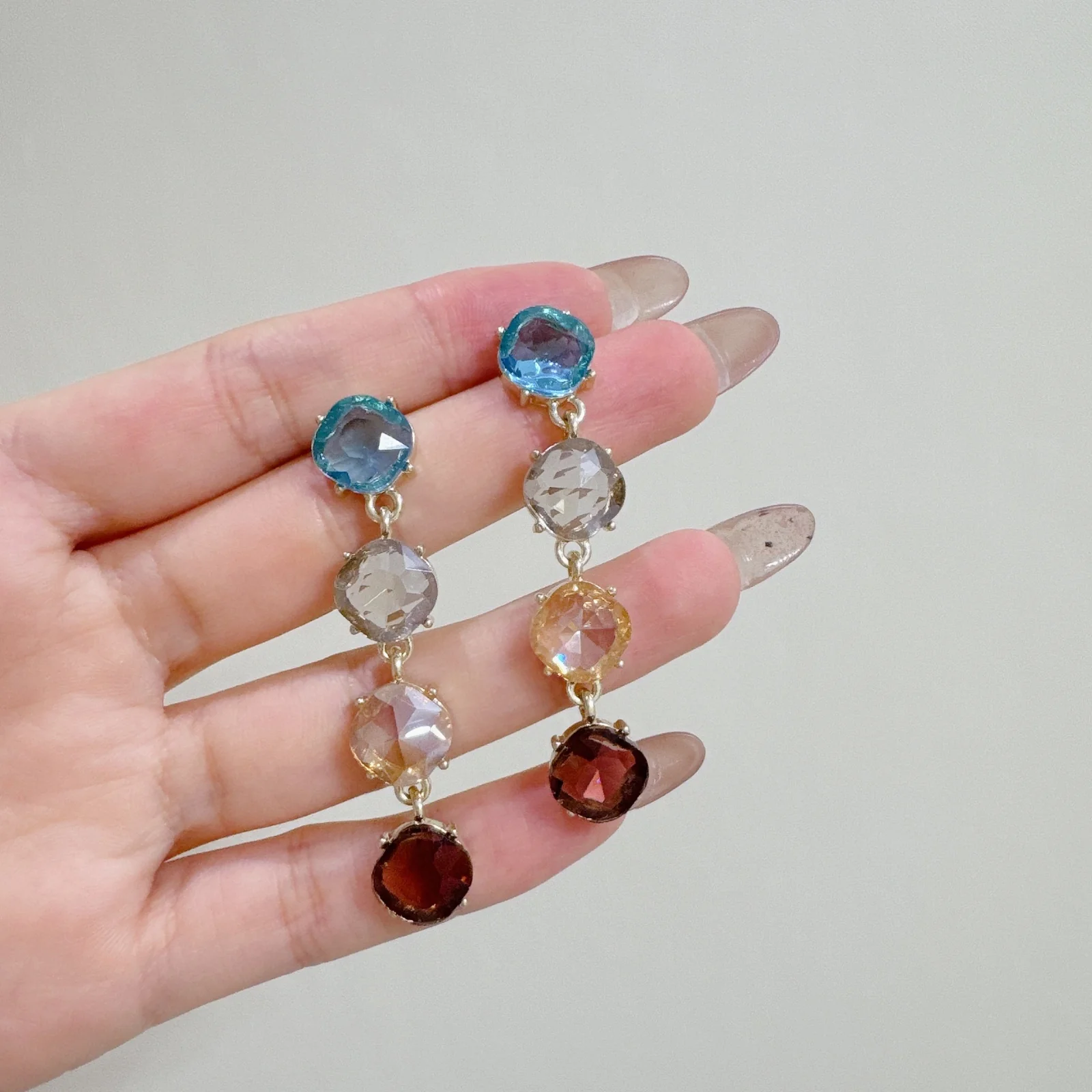 Glitzy Multicoloured Drop Earrings - Image 3