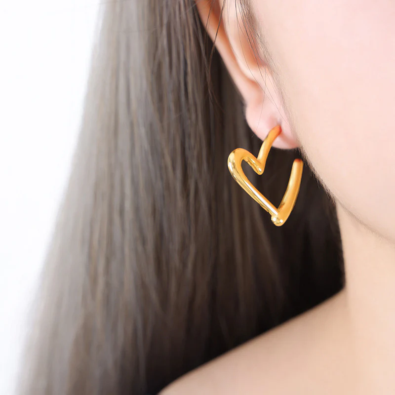 Gold Intentions Heart Earrings - Image 3