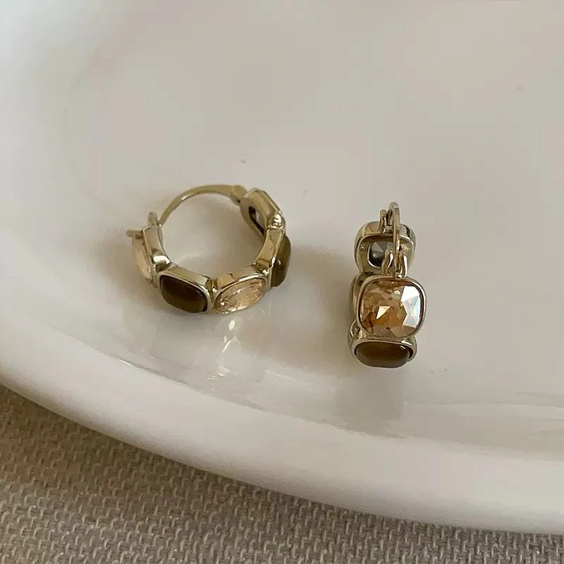 Gold meets Chocolate Brown Hoop Earrings