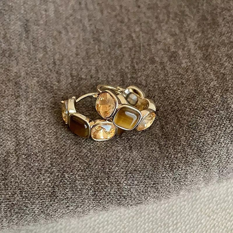 Gold meets Chocolate Brown Hoop Earrings - Image 2