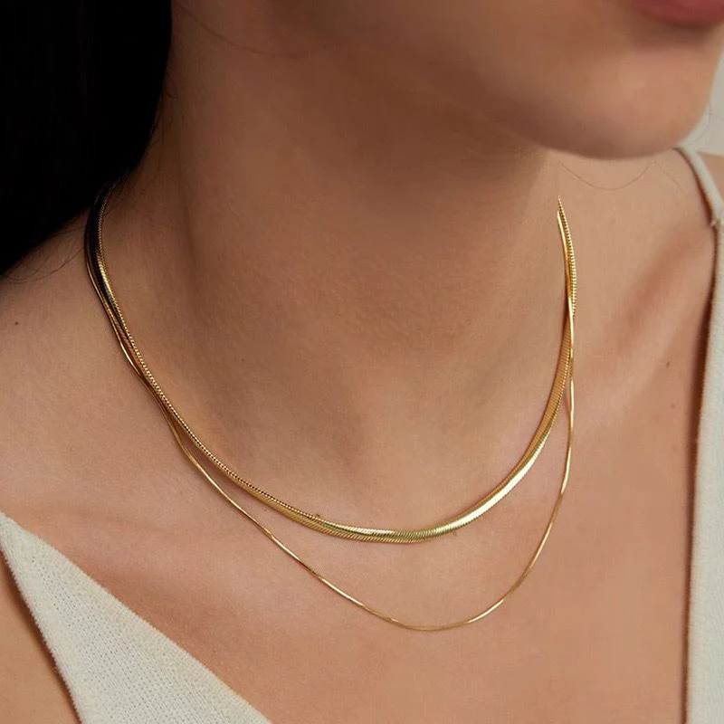 Gold Stacks Layered Necklace - Image 5