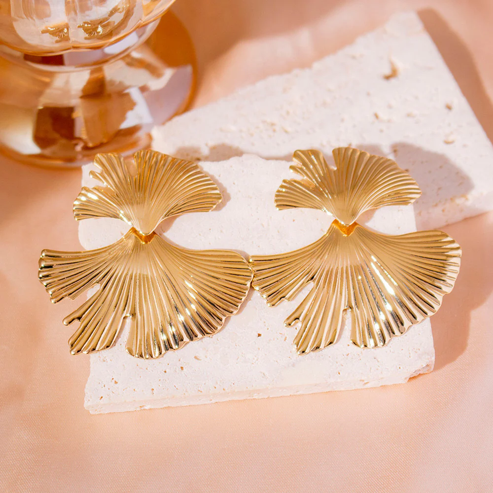 Golden Crinkle Earrings - Image 3