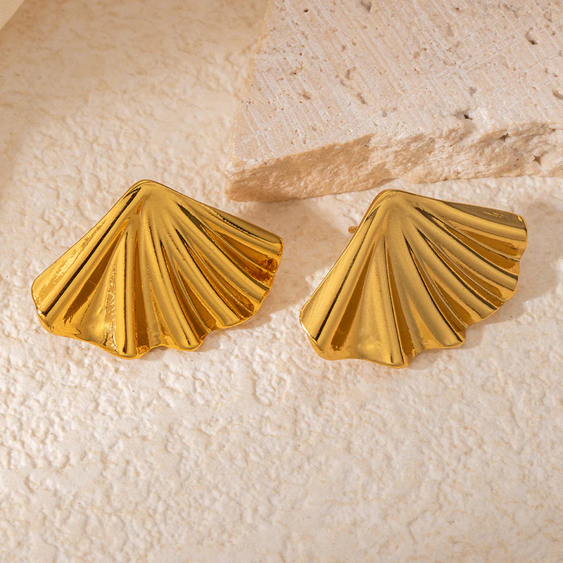 Golden Current Shell Earrings