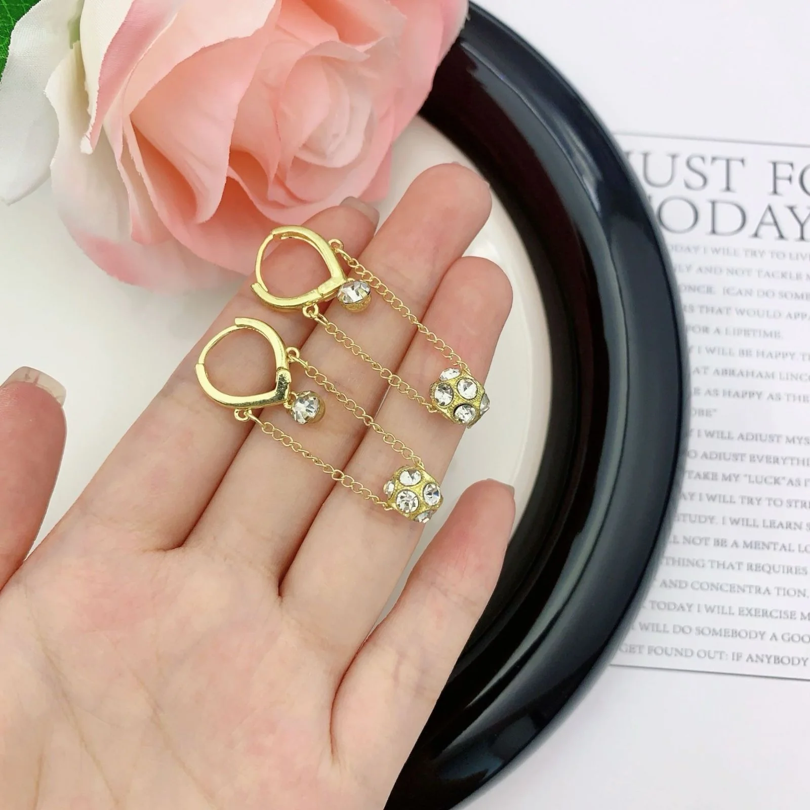 Golden Drizzle Chain Earings - Image 3