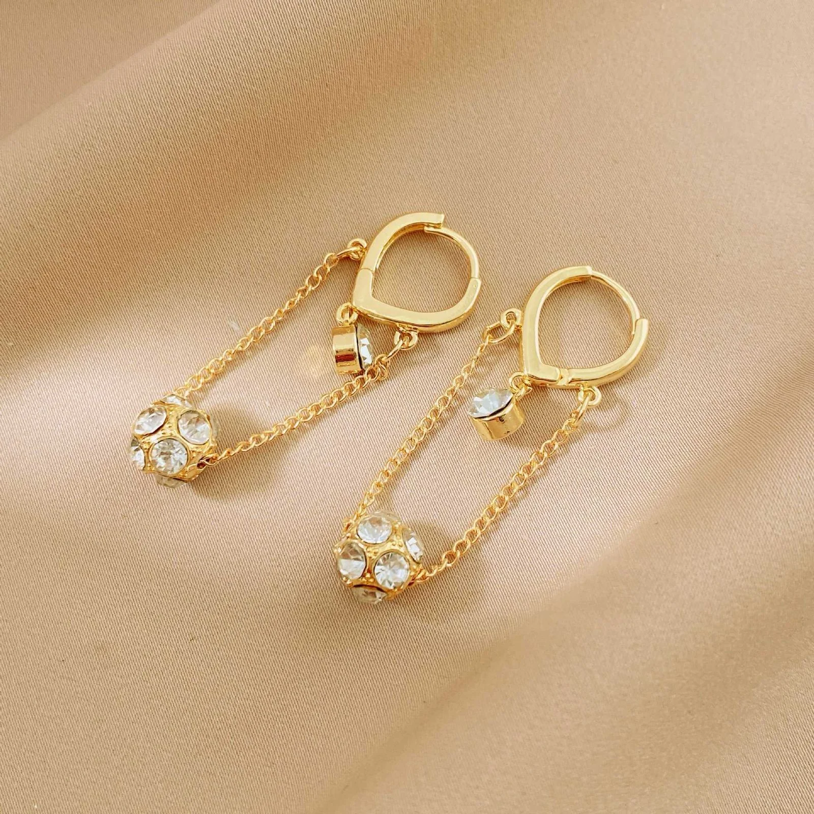 Golden Drizzle Chain Earings - Image 6