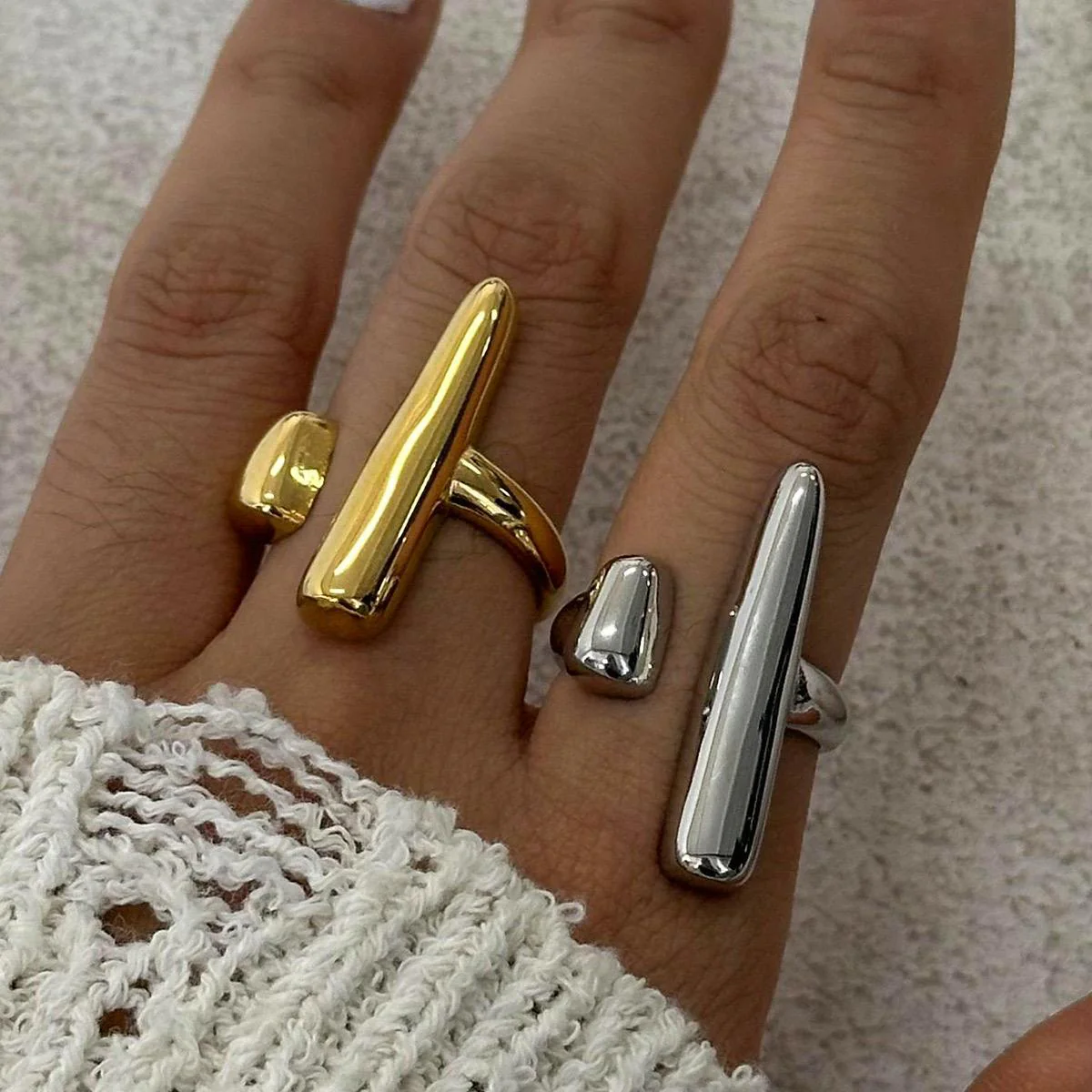 Golden Edge Statement Ring - Image 2