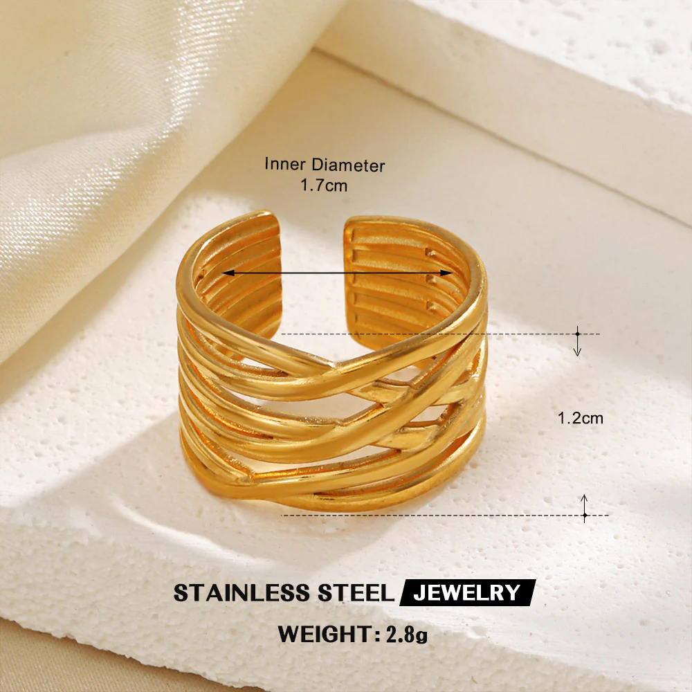 Golden Etch Statement Ring - Image 4