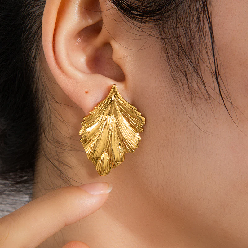 Golden Foliage Earrings - Image 3