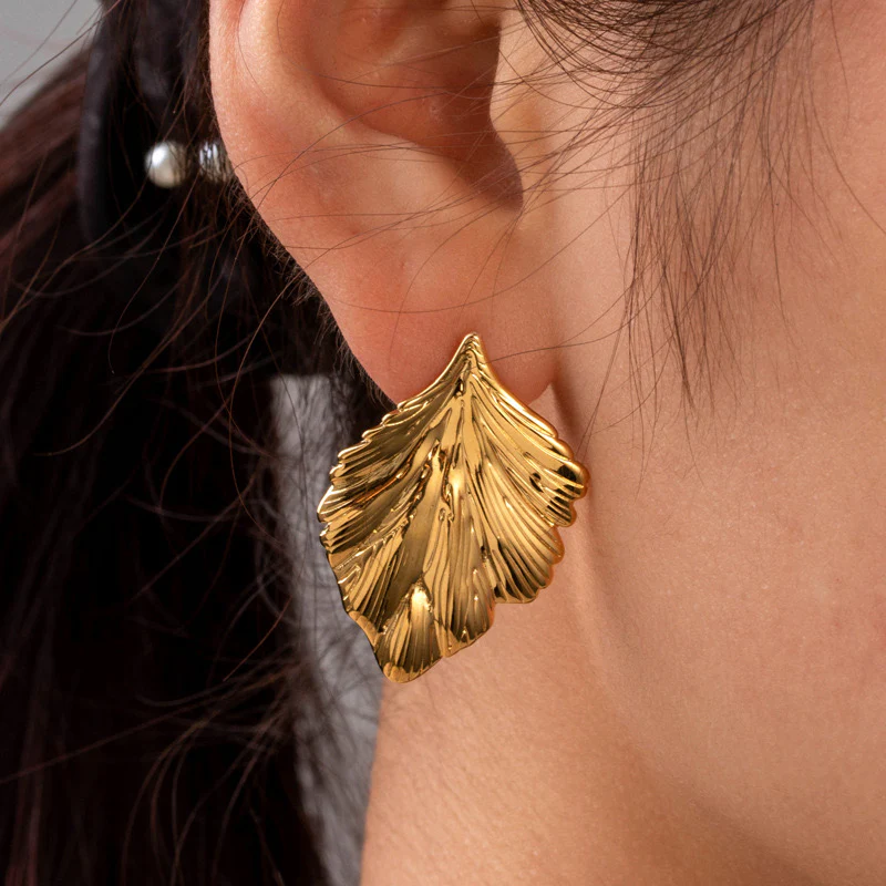 Golden Foliage Earrings - Image 5