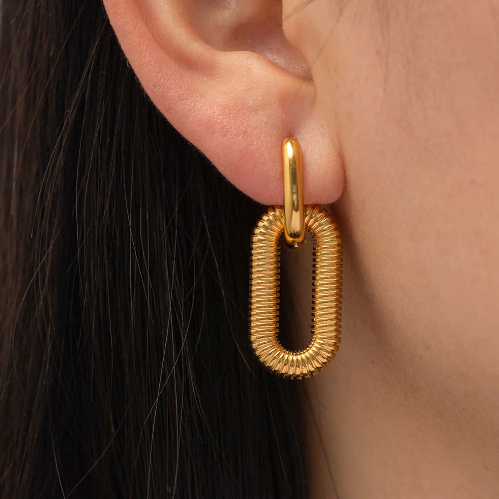 Golden Geometry Detachable Earrings - Image 2