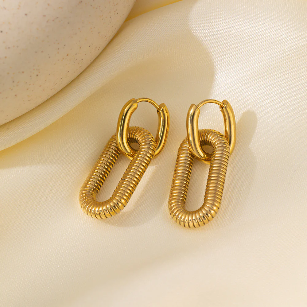 Golden Geometry Detachable Earrings - Image 6