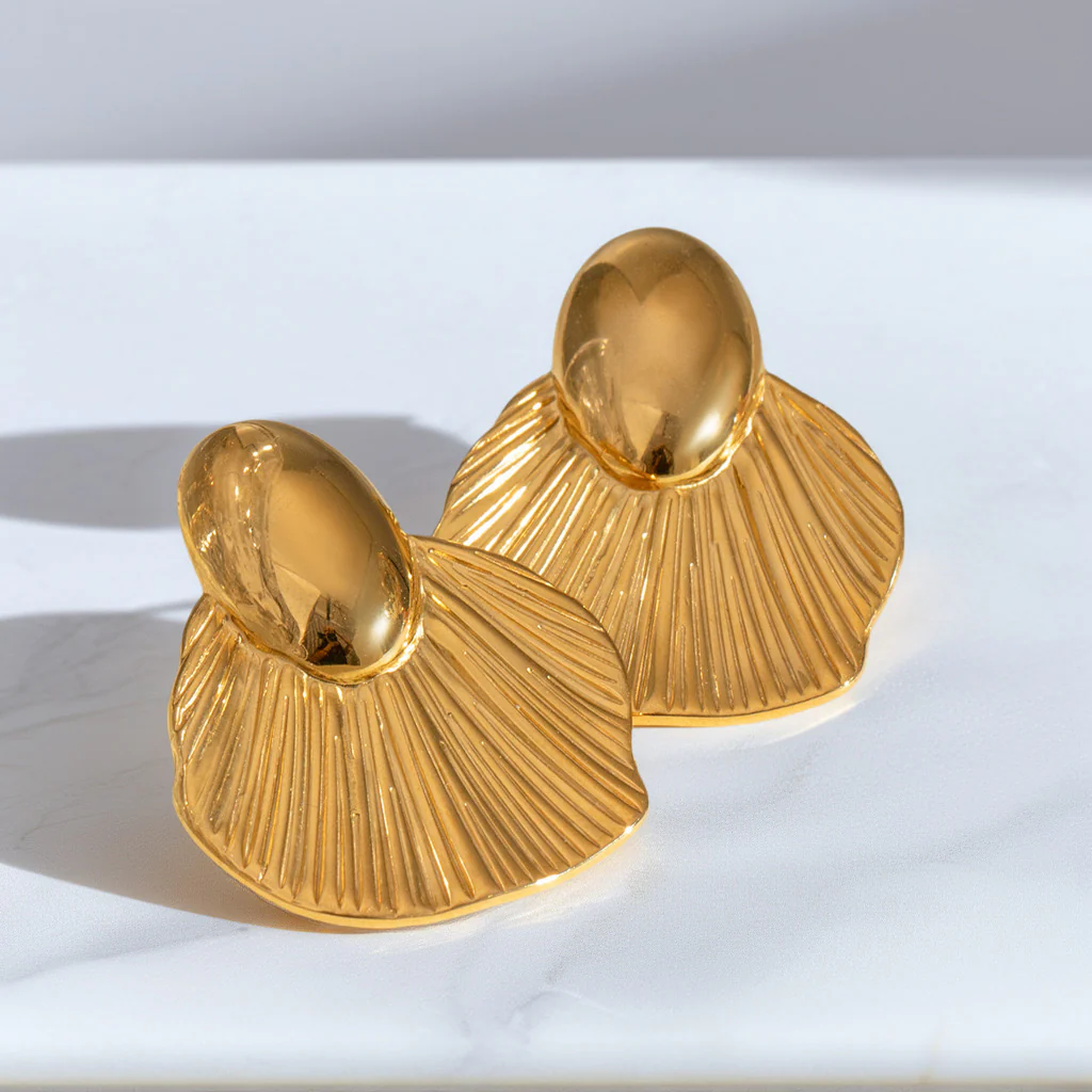 Golden Goddess Textured Earrings - Image 4