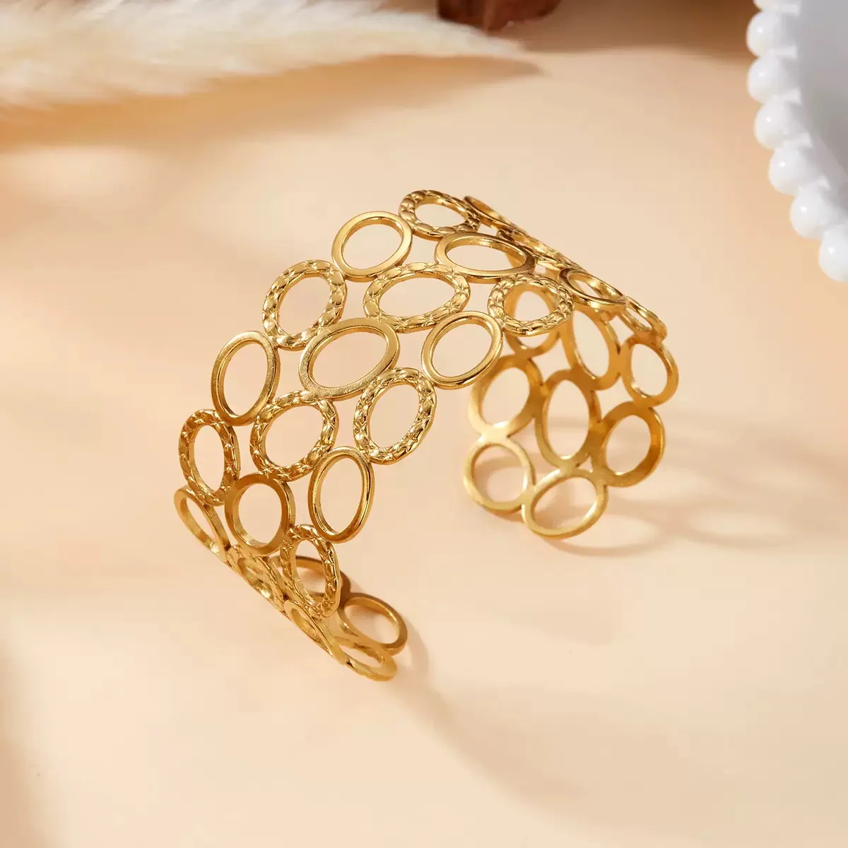 Golden Halo Textured Bracelet - Image 4
