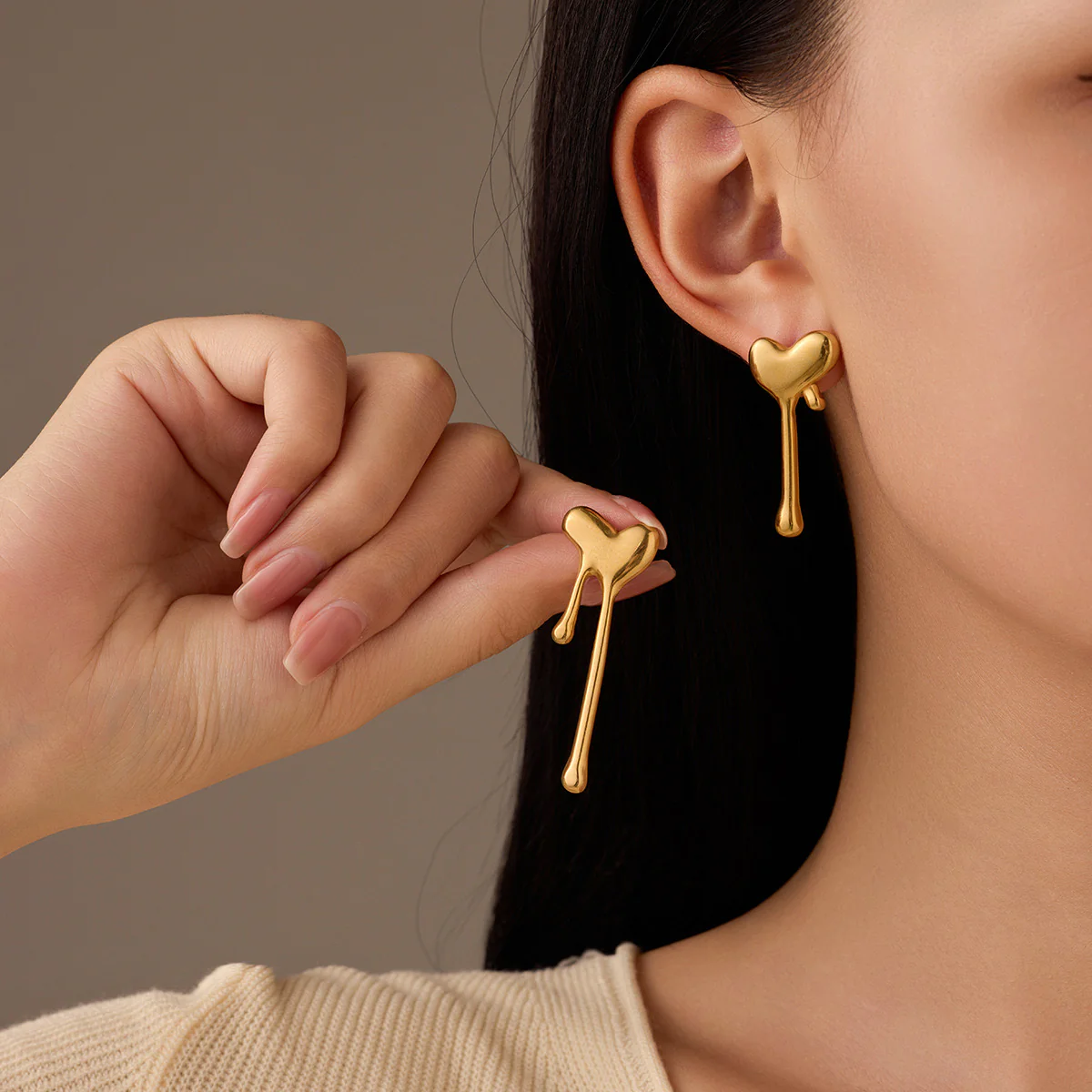 Golden Meltdown Heart Earrings