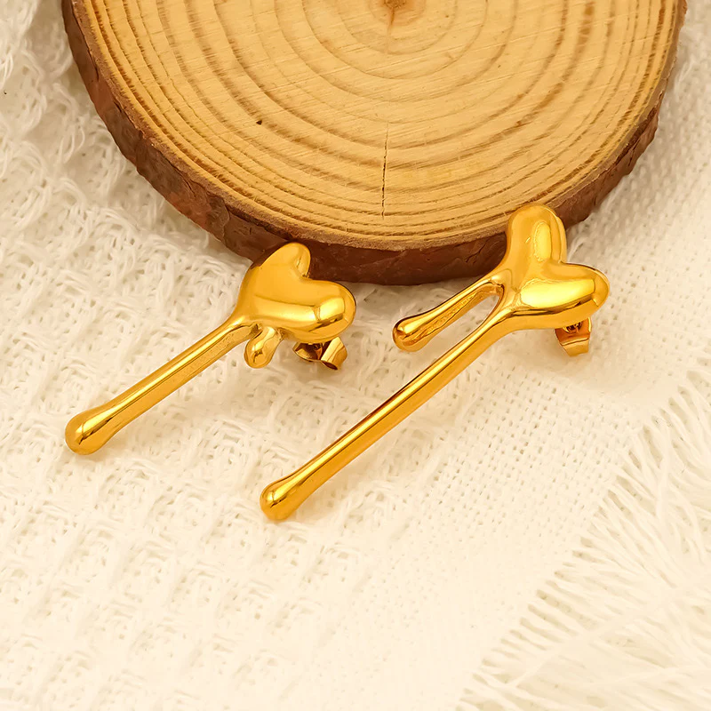 Golden Meltdown Heart Earrings - Image 2