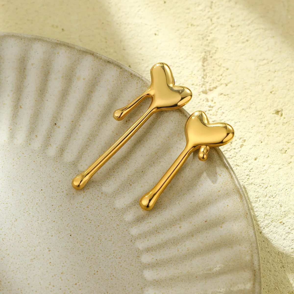 Golden Meltdown Heart Earrings - Image 3