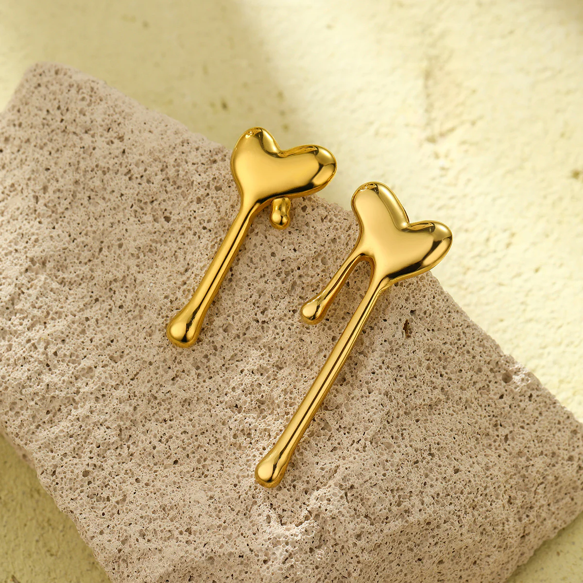 Golden Meltdown Heart Earrings - Image 4