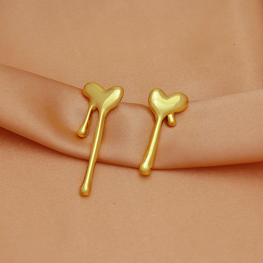 Golden Meltdown Heart Earrings - Image 5