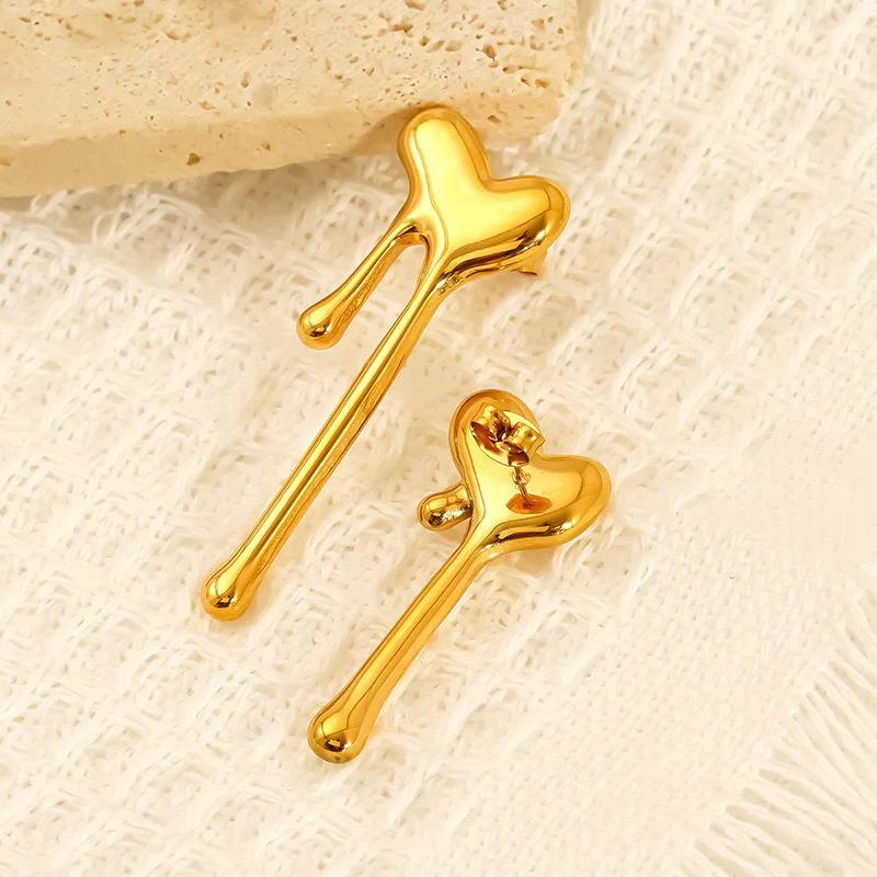 Golden Meltdown Heart Earrings - Image 6